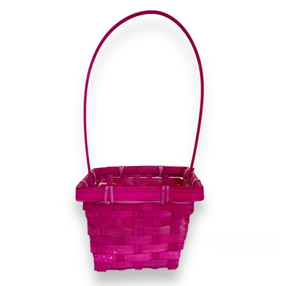 Корзина плетеная (бамбук), 14x14xH9,5/32 см Розовый