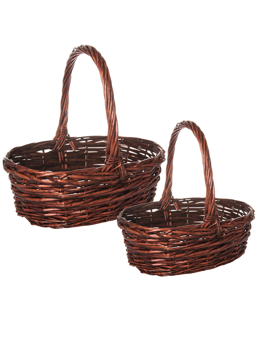 Корзина плетеная (ива), 37x27xH12/33 см, 31x22xH11/29 см, набор (2 шт) Коричневый