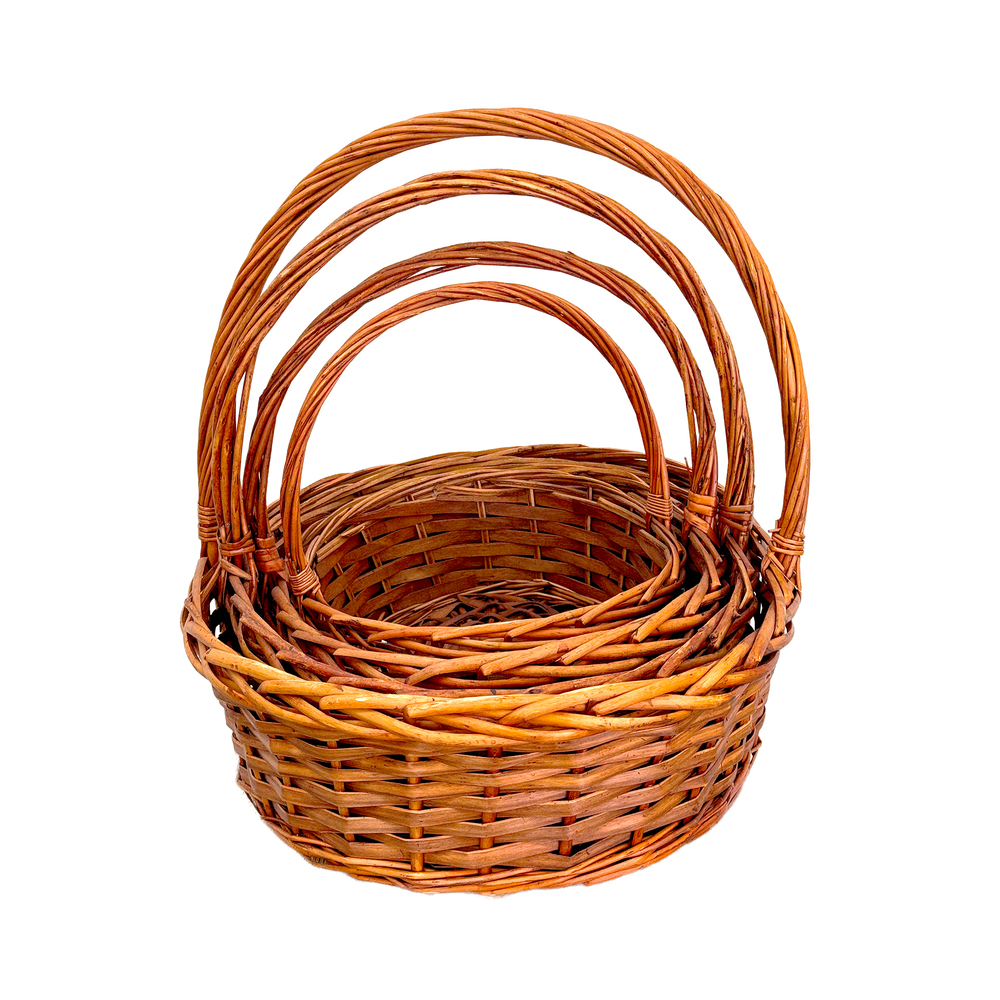 Корзина плетеная (ива), 29x25xH10/28 см - 46x39xH14/42 см, набор (4 шт) Коричневый