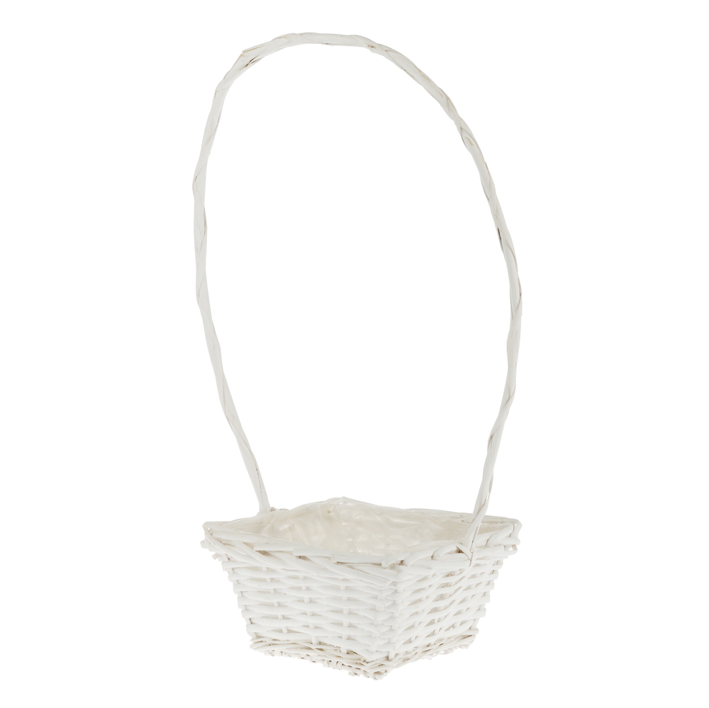 Корзина плетеная (ива), 20x20xH11/46 см Белый