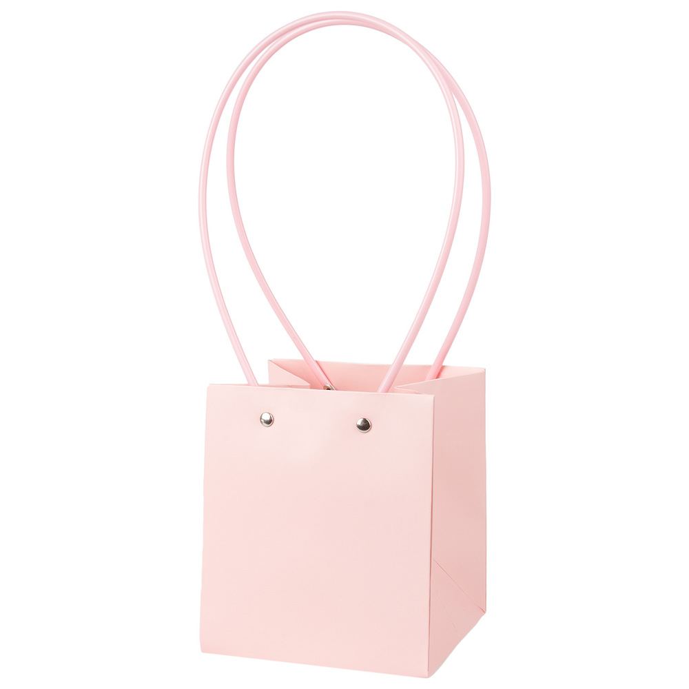 Сумка подарочная (картон), 13x12xH15 см, набор (10 шт), с ламинацией Розовый