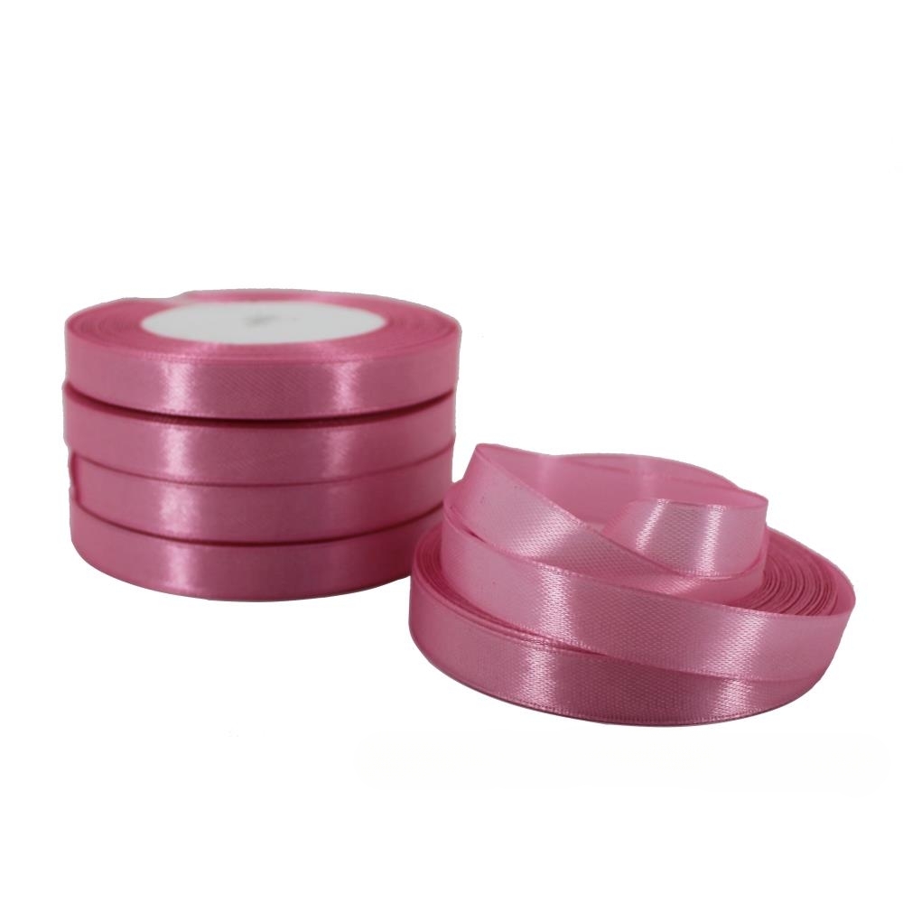 Лента атлас, 12 ммx25 ярд Розовый-сиреневый