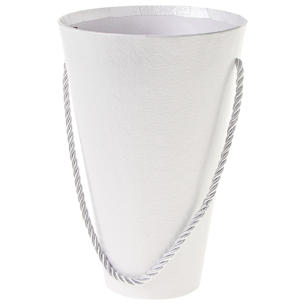 Коробка-кашпо "Конус", D13,5xH20 см, с ручкой Белый