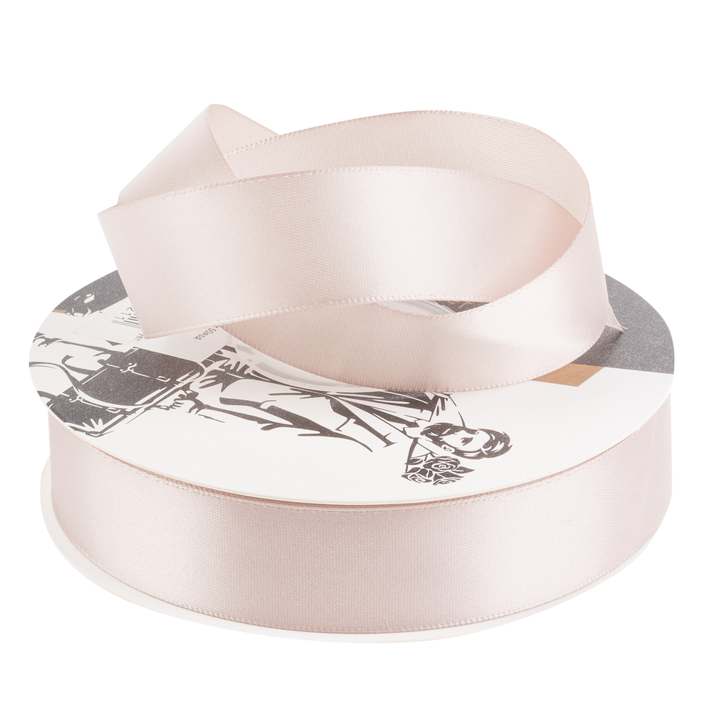 Лента атлас, 25 ммx35 ярд, плотная, на катушке Жемчужный