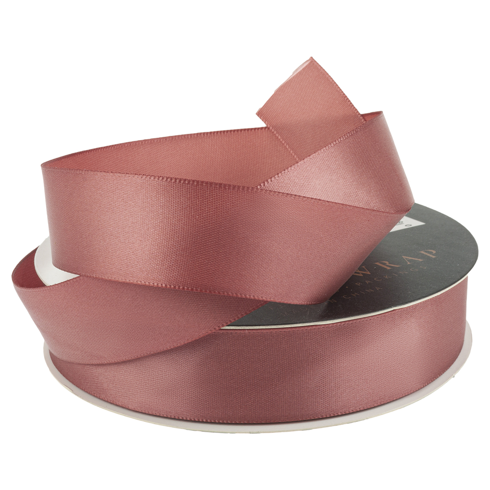 Лента атлас, 25 ммx35 ярд, плотная, на катушке Малиновый