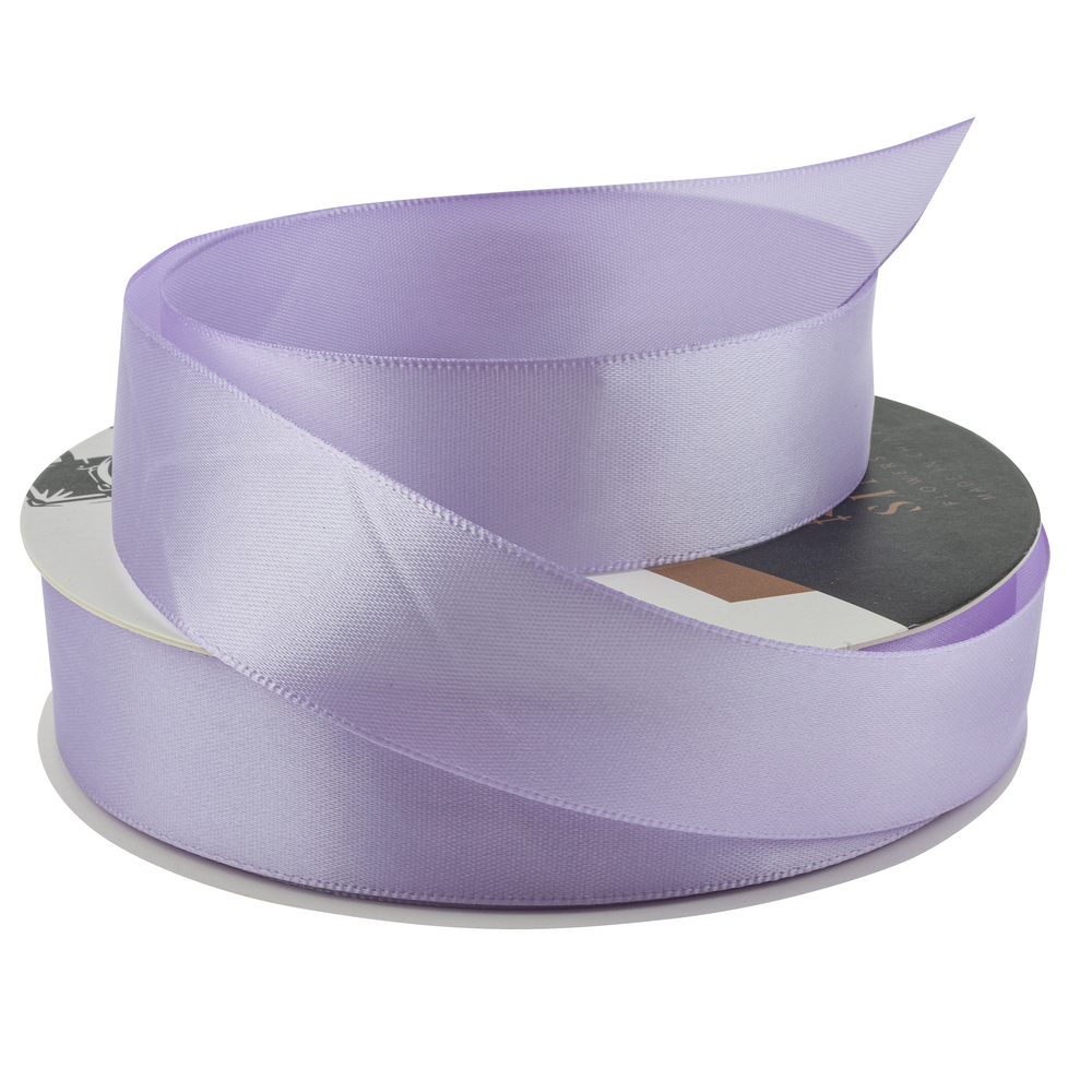 Лента атлас, 25 ммx35 ярд, плотная, на катушке Сиреневый