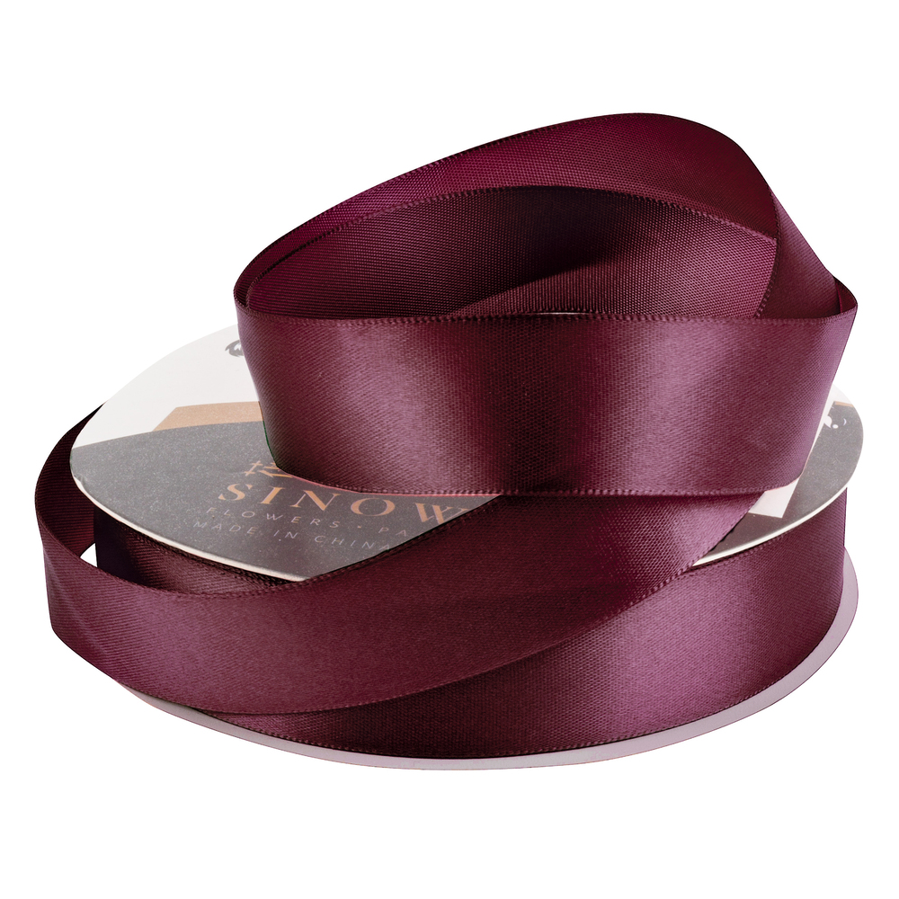 Лента атлас, 25 ммx35 ярд, плотная, на катушке Винный