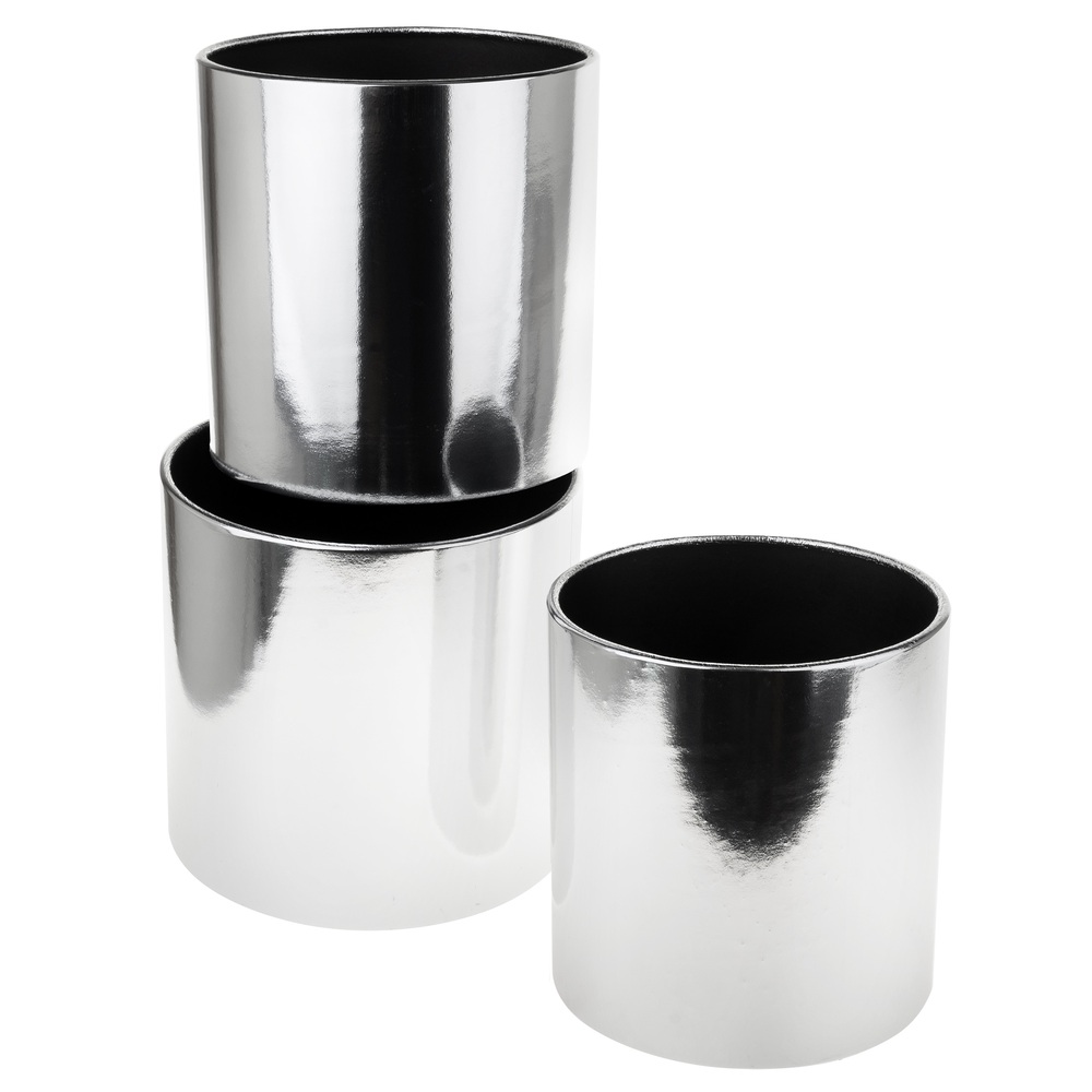 Коробка шляпная "Металлик", D26xH26 см - D22xH24 см, набор (3 шт), без крышки Серебряный