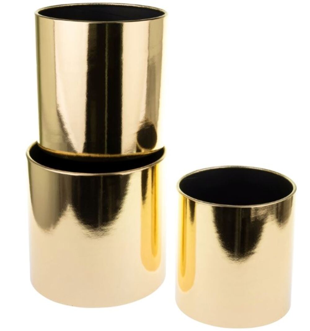 Коробка шляпная "Металлик", D26xH26 см - D22xH24 см, набор (3 шт), без крышки Золотой