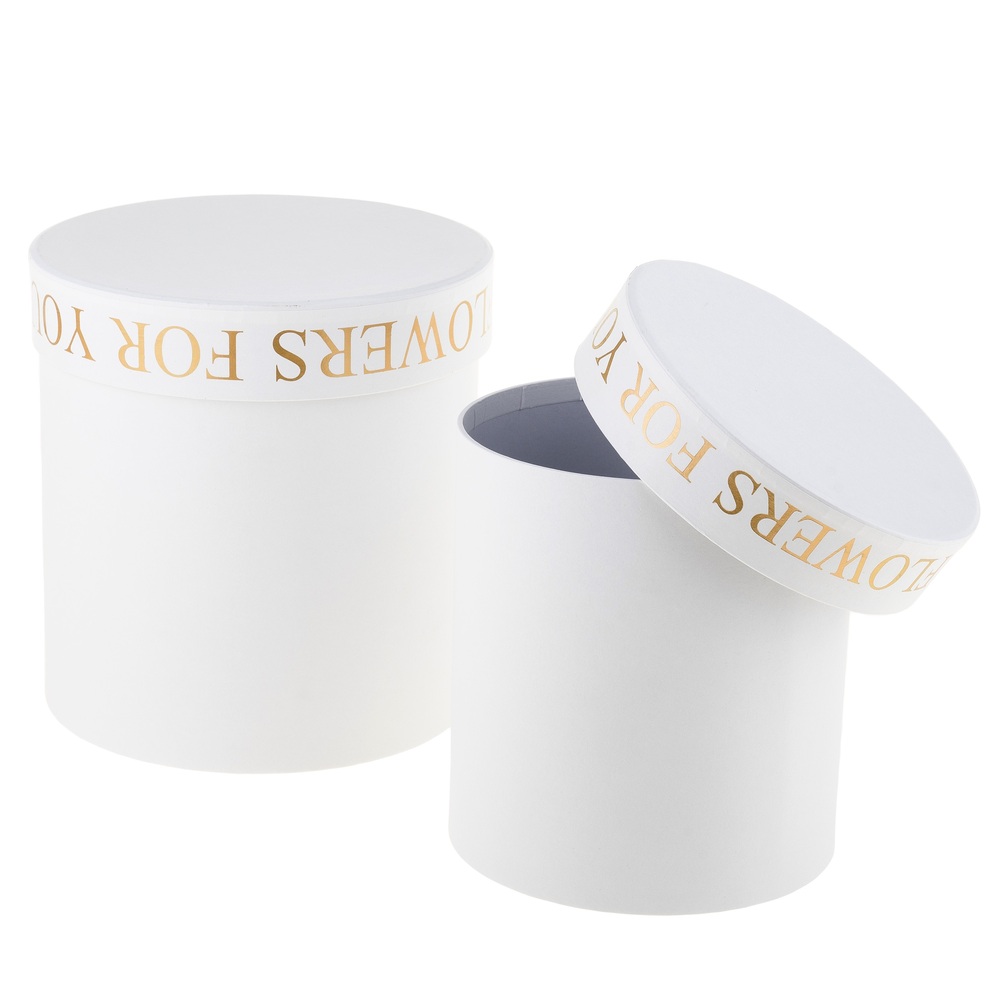 Коробка шляпная "For you flowers", D16xH16,5 см, D13xH14 см, набор (2 шт) Белый