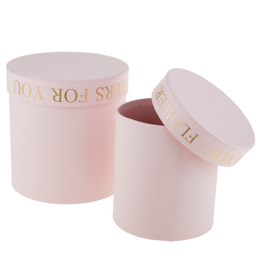 Коробка шляпная "For you flowers", D16xH16,5 см, D13xH14 см, набор (2 шт) Розовый