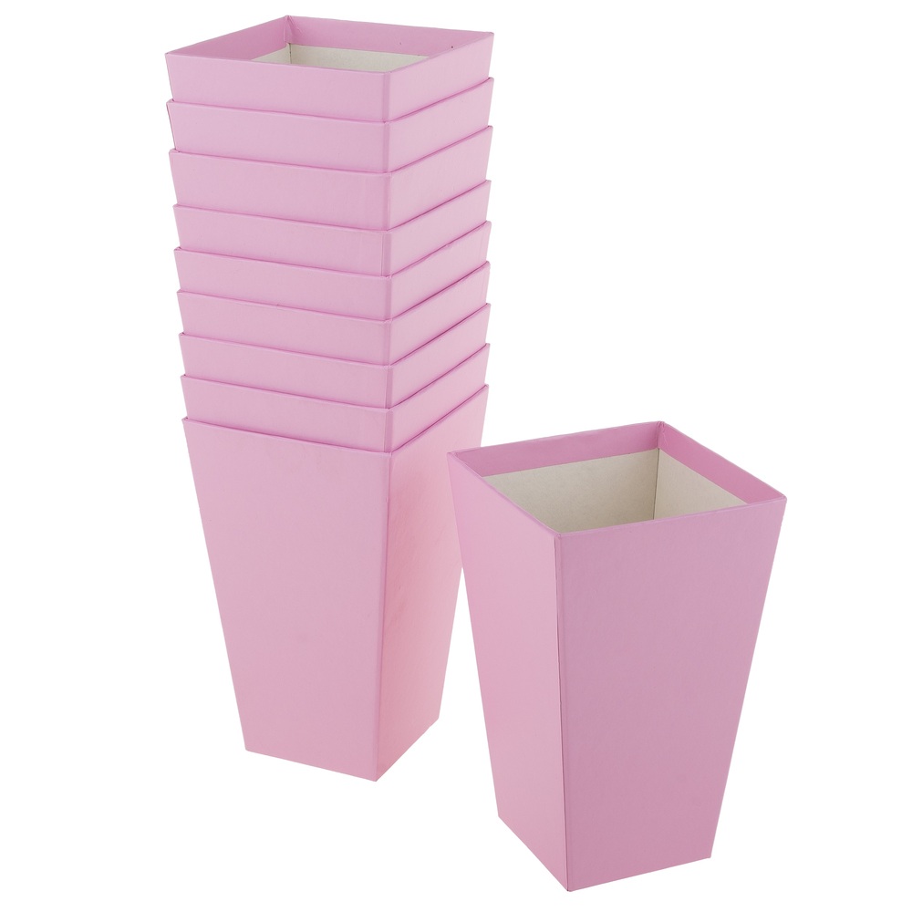 Коробка-кашпо "Трапеция", 9,5x9,5xH18 см Розовый