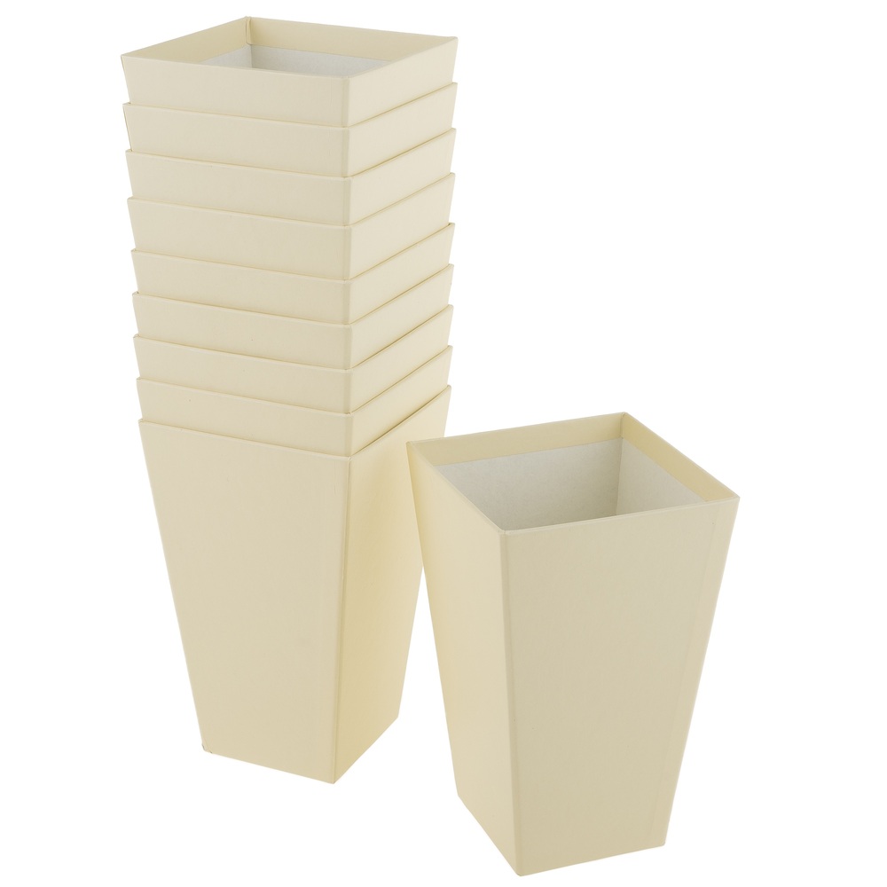 Коробка-кашпо "Трапеция", 9,5x9,5xH18 см Бежевый