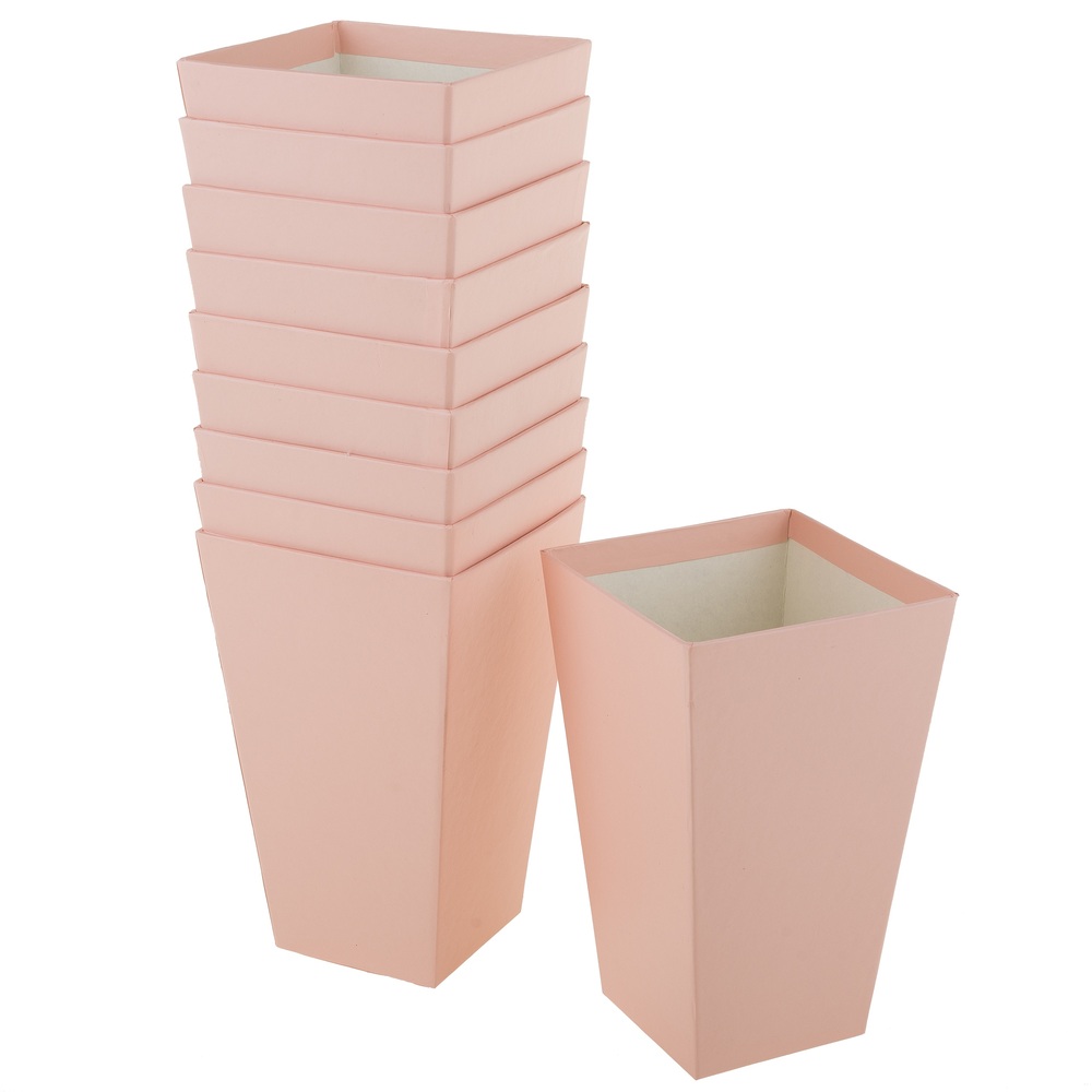 Коробка-кашпо "Трапеция", 9,5x9,5xH18 см Розовый