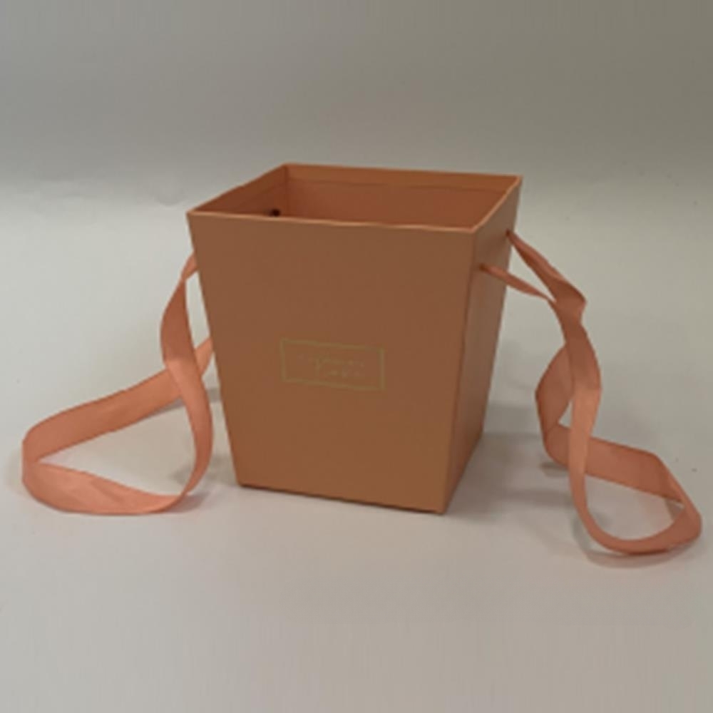 Коробка-кашпо "Трапеция/Принт", 14,5x11xH15 см, с ручкой Оранжевый