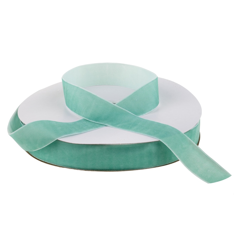 Лента декоративная (бархат), 25 ммx25 ярд Бирюзовый