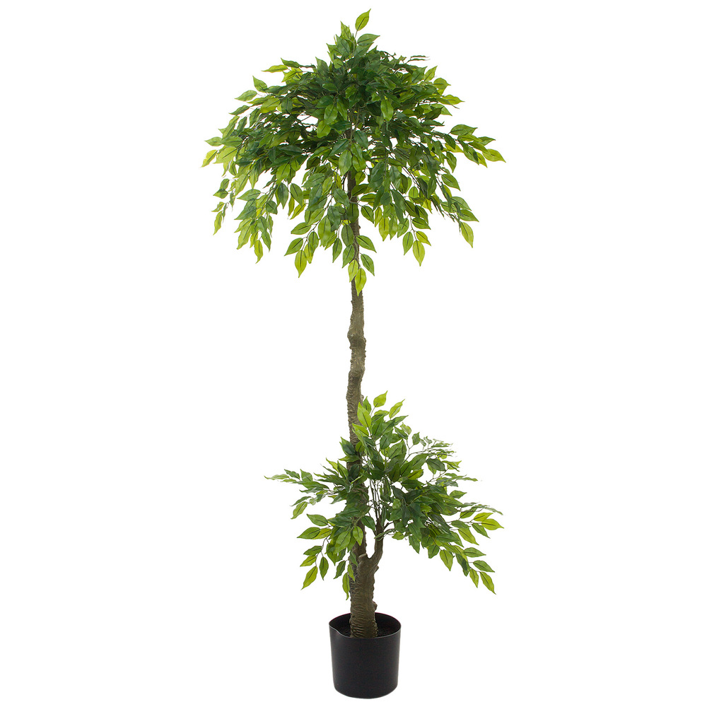 Дерево искусственное в кашпо "Фикус Бенджамина", Н180 см, 2 головы, 1116 листьев Зеленый