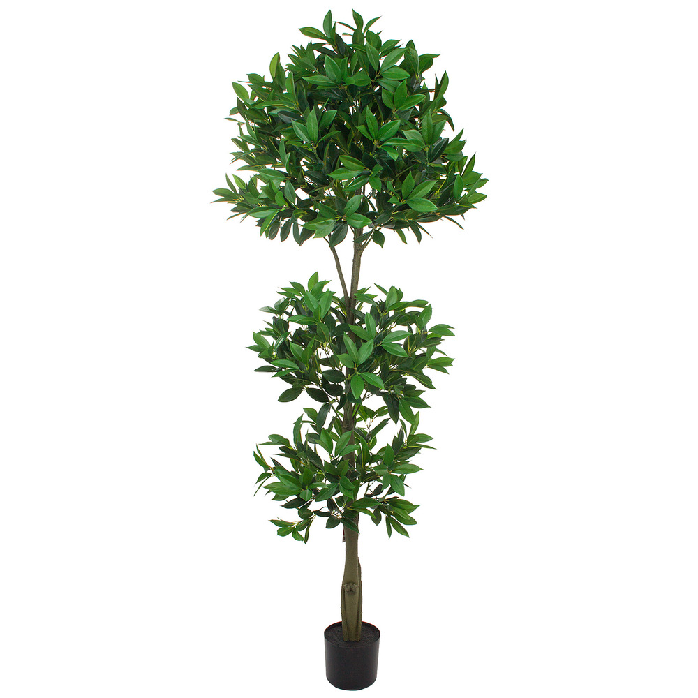 Дерево искусственное в кашпо "Балеарский Самшит", Н183 см, 3 головы, 1320 листьев Зеленый