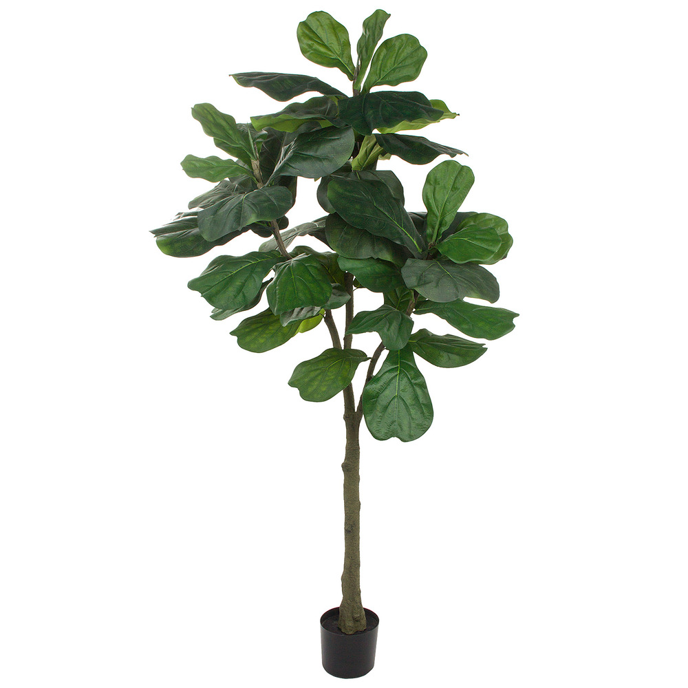 Дерево искусственное в кашпо "Фикус Лирата", Н183 см, 45 листьев Зеленый