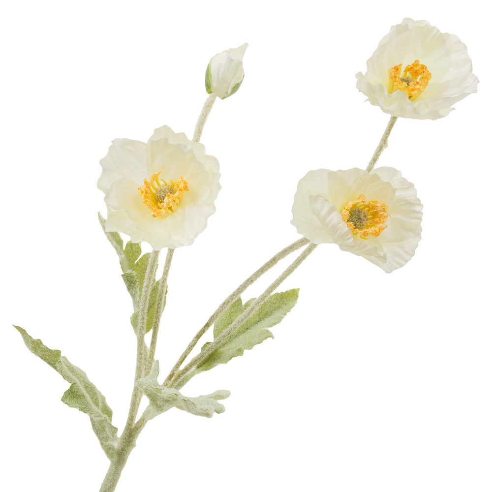 Цветок искусственный "Мак", H57 см Белый