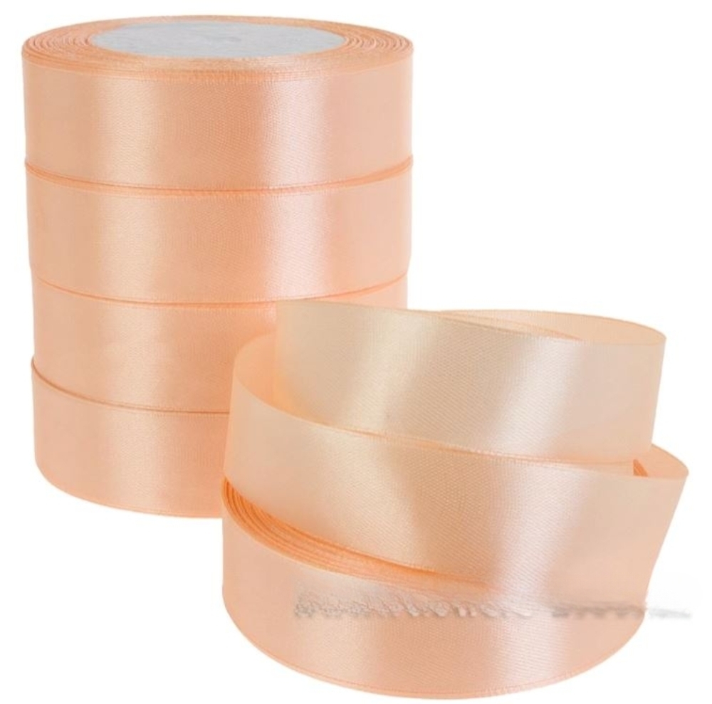 Лента атлас, 25 ммx25 ярд, набор (5 шт) Лососевый