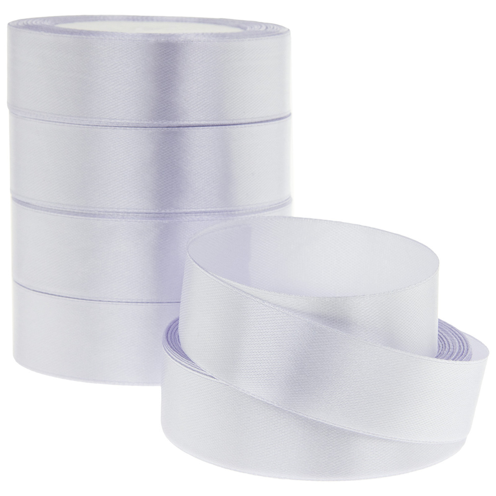 Лента атлас, 25 ммx25 ярд, набор (5 шт) Пыльно-сиреневый
