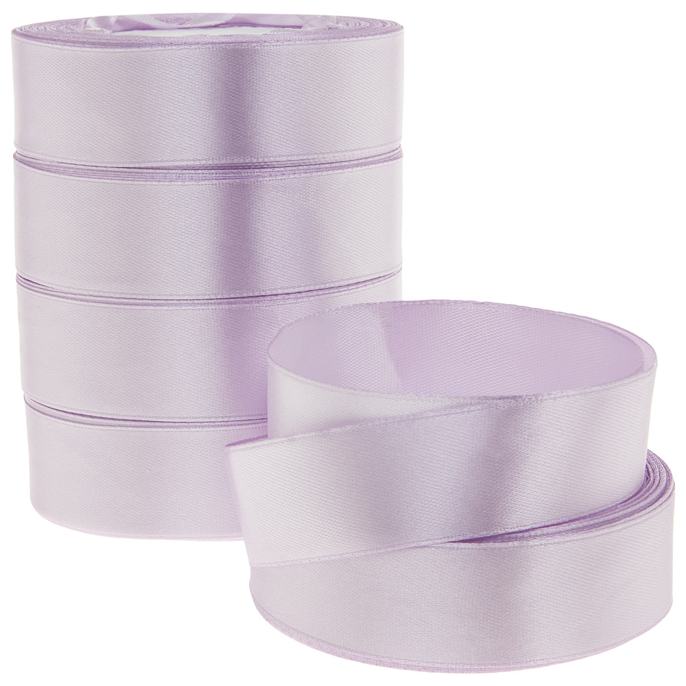 Лента атлас, 25 ммx25 ярд, набор (5 шт) Сиреневый