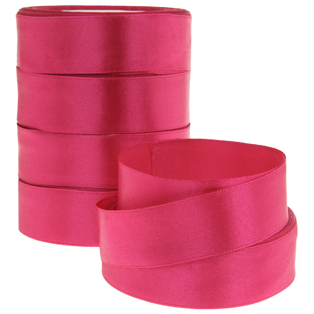 Лента атлас, 25 ммx25 ярд, набор (5 шт) Темно-вишневый
