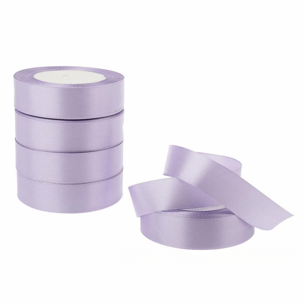 Лента атлас, 25 ммx25 ярд, набор (5 шт) Сиреневый