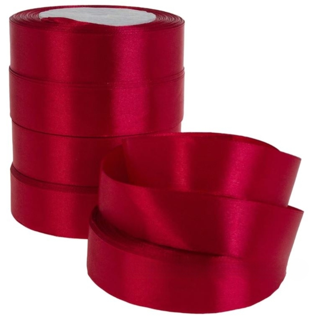 Лента атлас, 25 ммx25 ярд, набор (5 шт) Винный