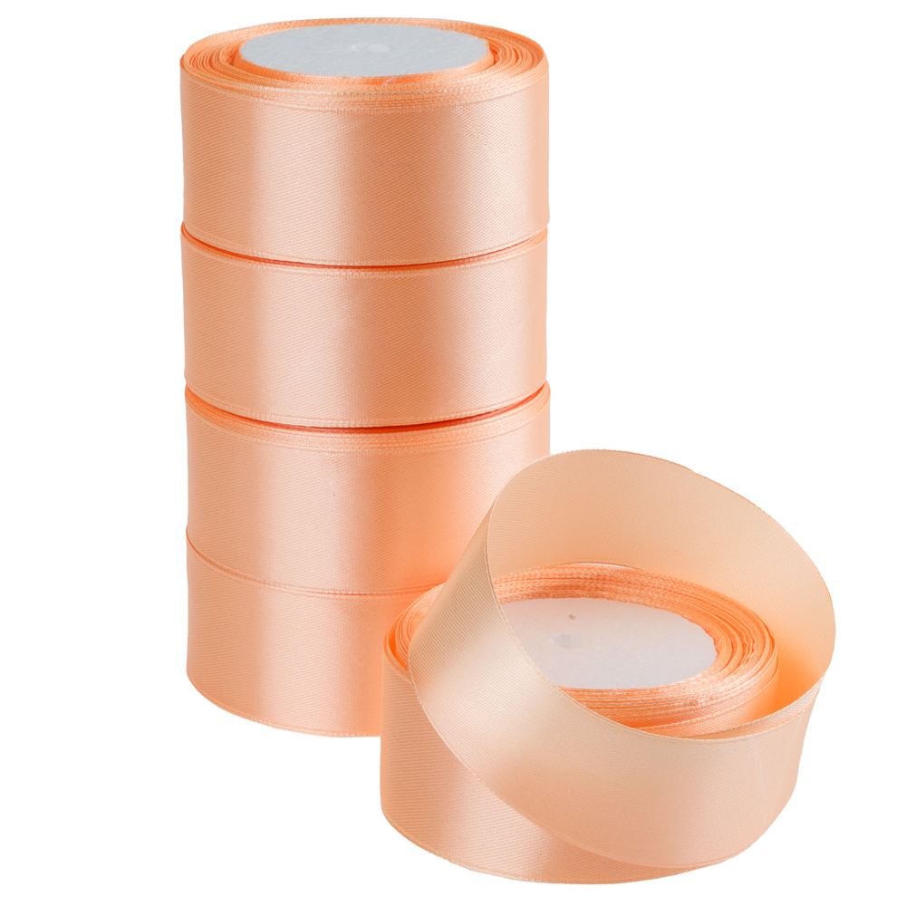 Лента атлас, 40 ммx25 ярд, набор (5 шт) Лососевый
