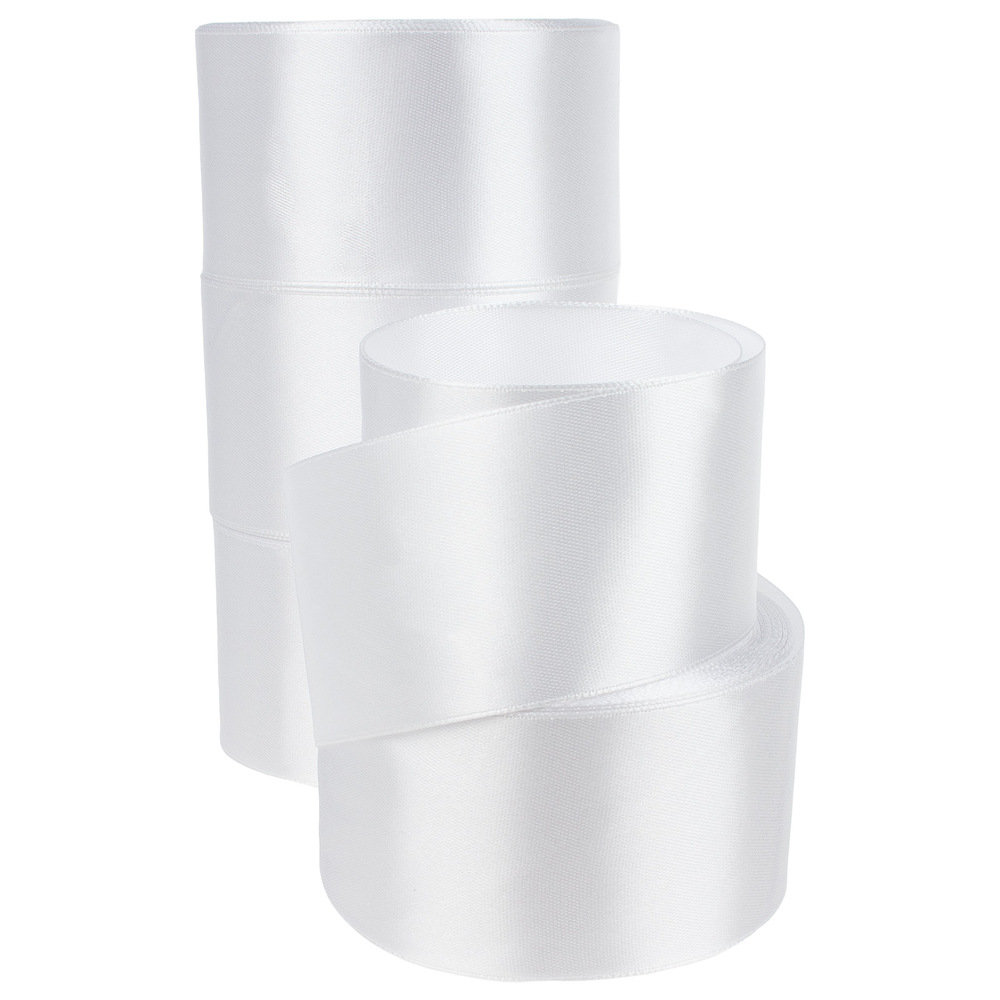 Лента атлас, 50 ммx25 ярд, набор (4 шт) Белый