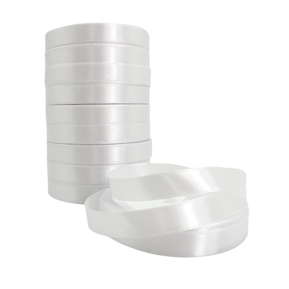 Лента атлас, 12 ммx25 ярд, набор (10 шт) Белый