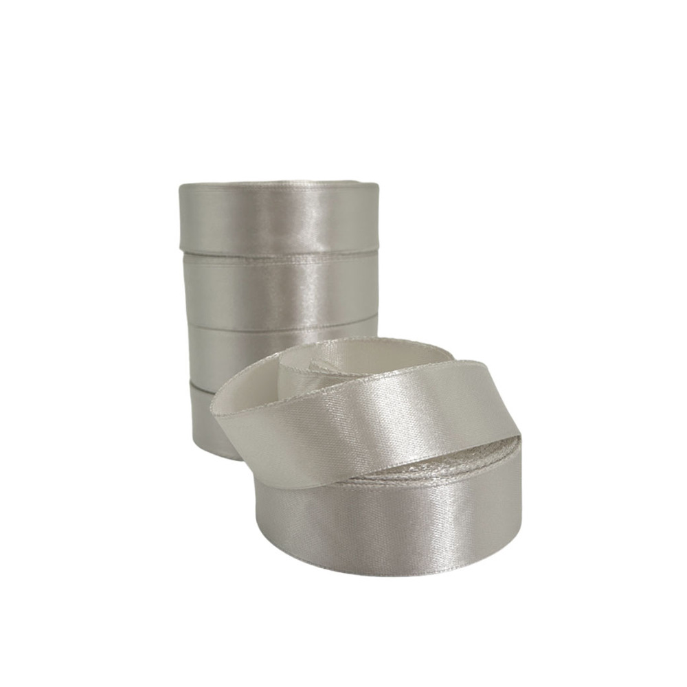 Лента атлас, 25 ммx25 ярд, набор (5 шт) Светло-серый