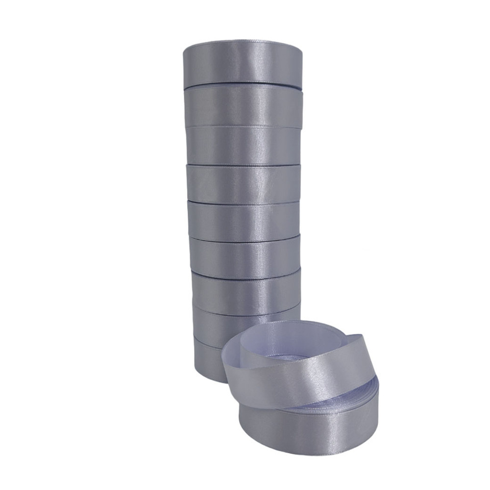 Лента атлас, 20 ммx25 ярд, набор (10 шт) Пыльно-сиреневый