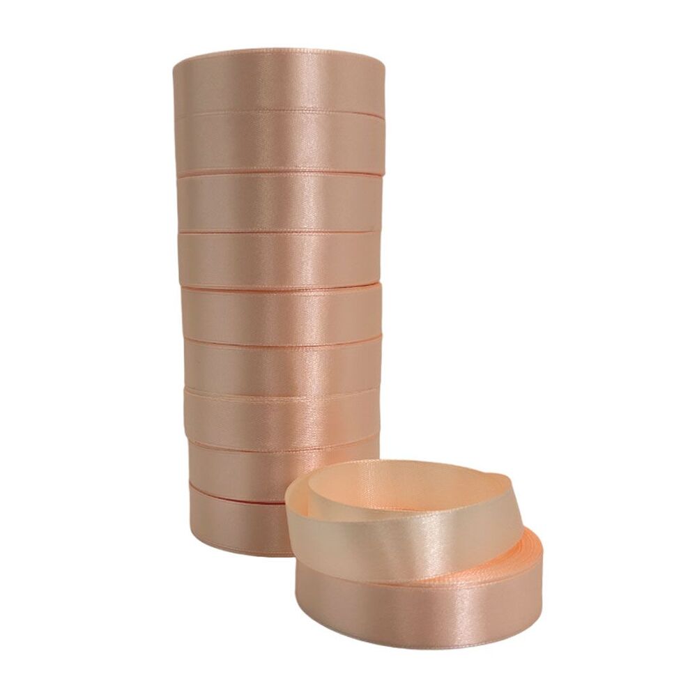 Лента атлас, 20 ммx25 ярд, набор (10 шт) Персиковый