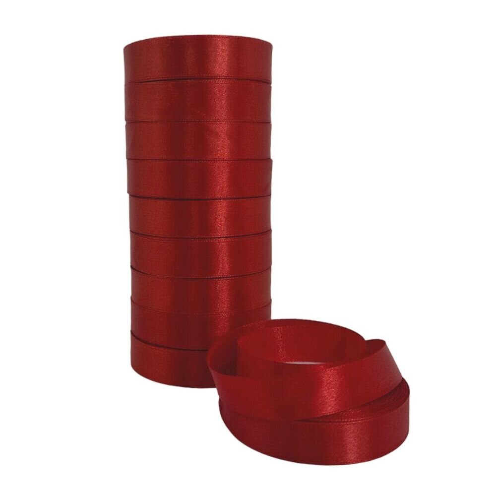 Лента атлас, 20 ммx25 ярд, набор (10 шт) Темно-красный