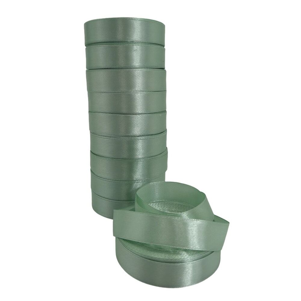 Лента атлас, 20 ммx25 ярд, набор (10 шт) Зеленый-мятный