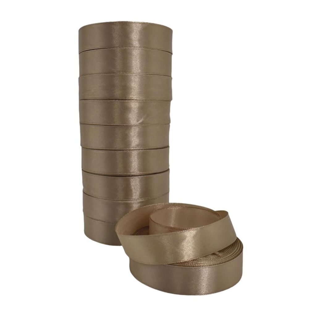 Лента атлас, 20 ммx25 ярд, набор (10 шт) Карамельный