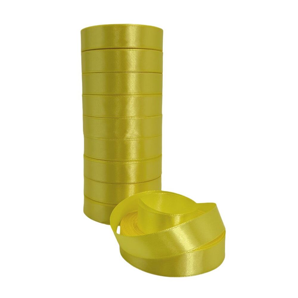 Лента атлас, 20 ммx25 ярд, набор (10 шт) Желтый
