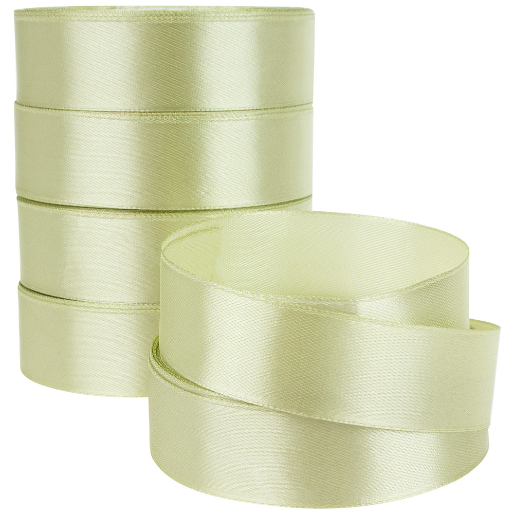 Лента атлас, 25 ммx25 ярд, набор (5 шт) Фисташковый