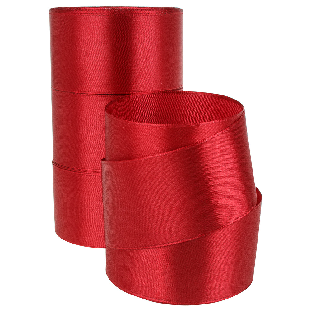 Лента атлас, 50 ммx25 ярд, набор (4 шт) Бордовый