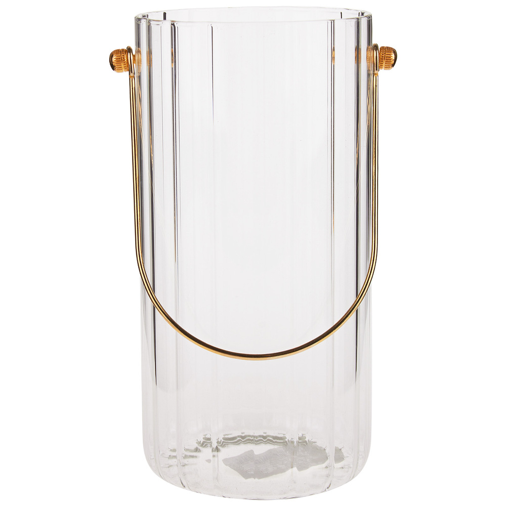 Ваза "Трубка 100 грани" (стекло), D10хН20 см, с ручкой Прозрачный
