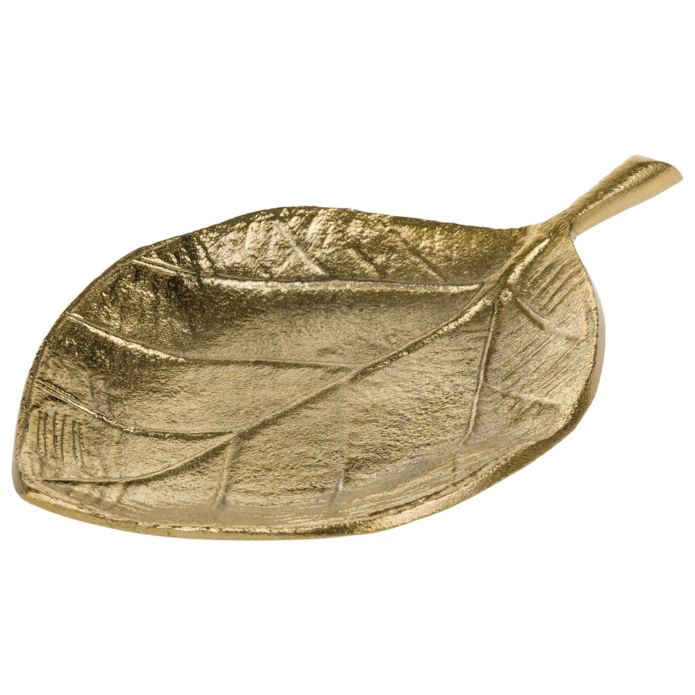 Блюдо декоративное "Лист" (металл), 12х19хH2 см Золотой