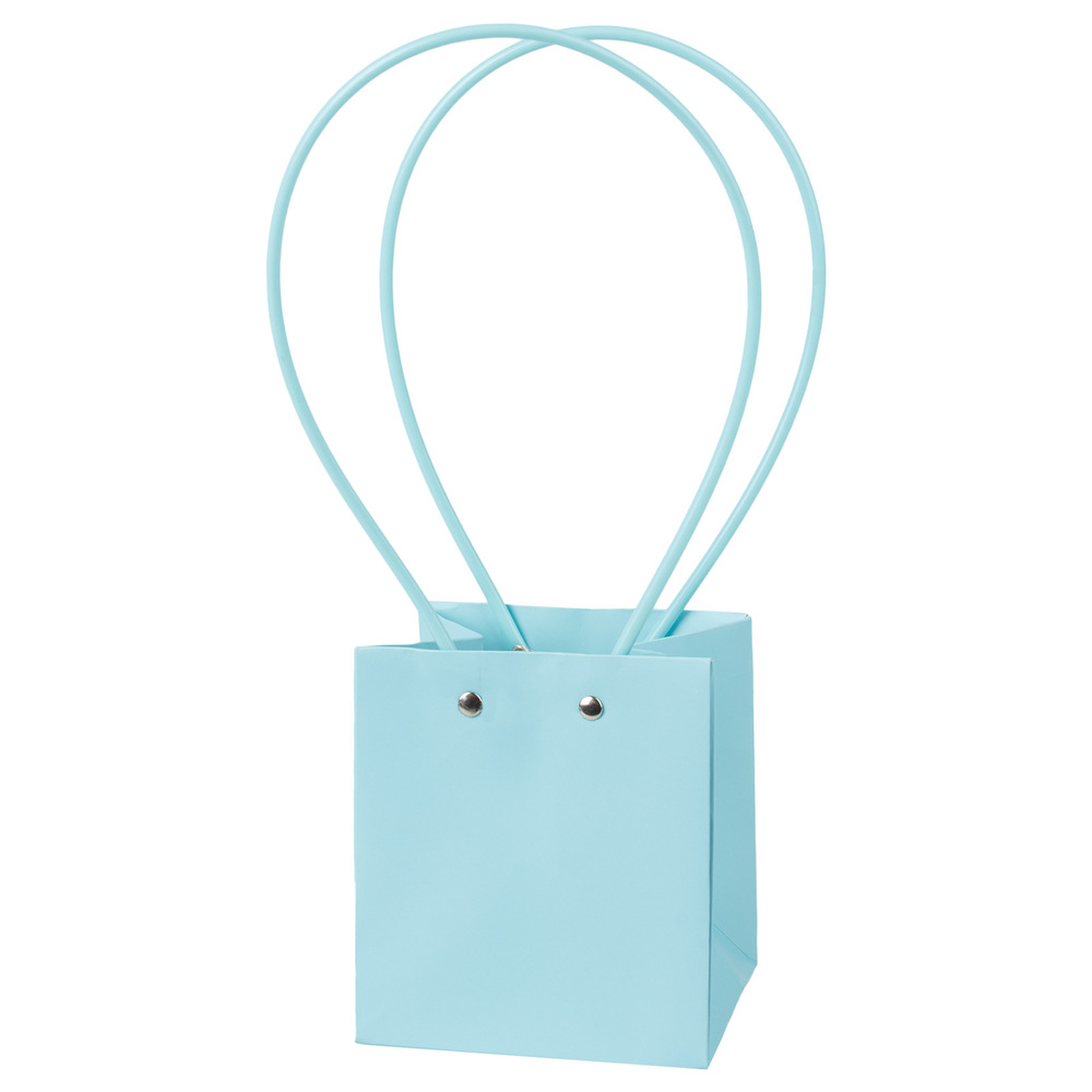 Сумка подарочная (картон), 11,5x10,5xH13 см, набор (10 шт), с ламинацией Голубой
