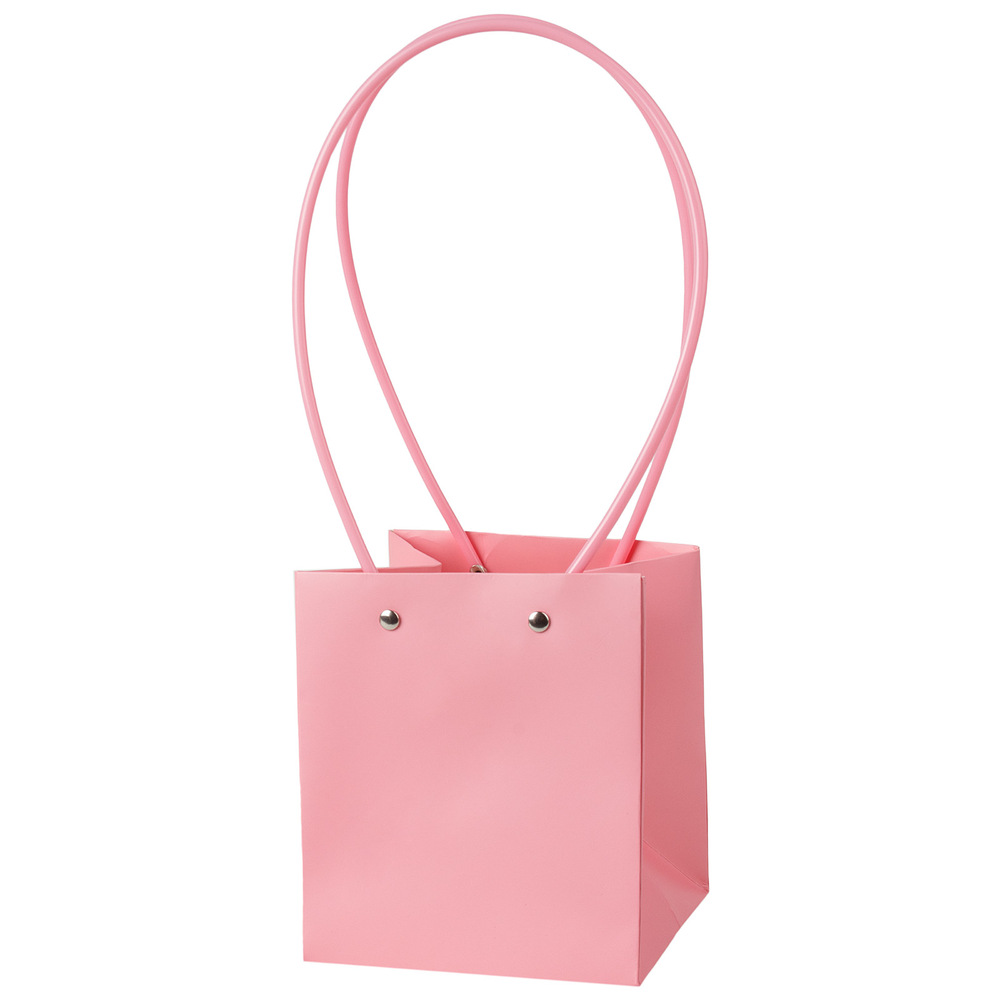 Сумка подарочная (картон), 13x12xH15 см, набор (10 шт), с ламинацией Розовый