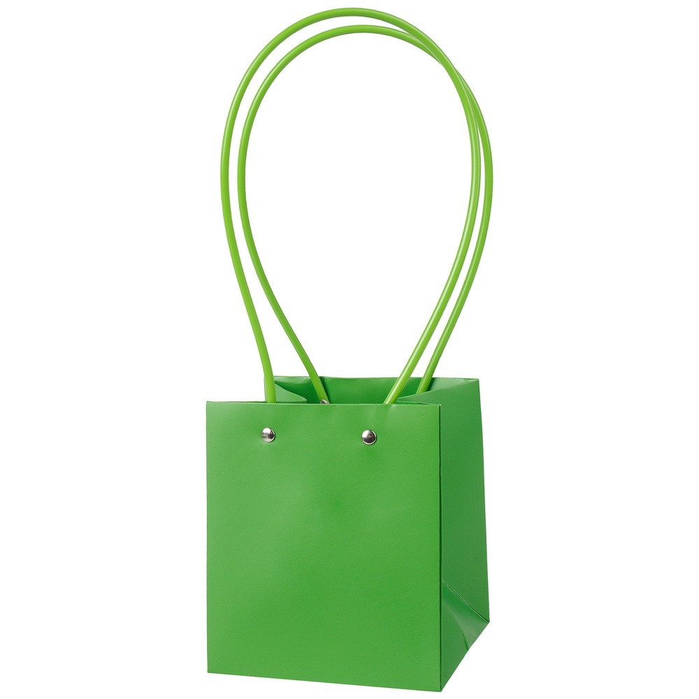 Сумка подарочная (картон), 13x12xH15 см, набор (10 шт), с ламинацией Зеленый
