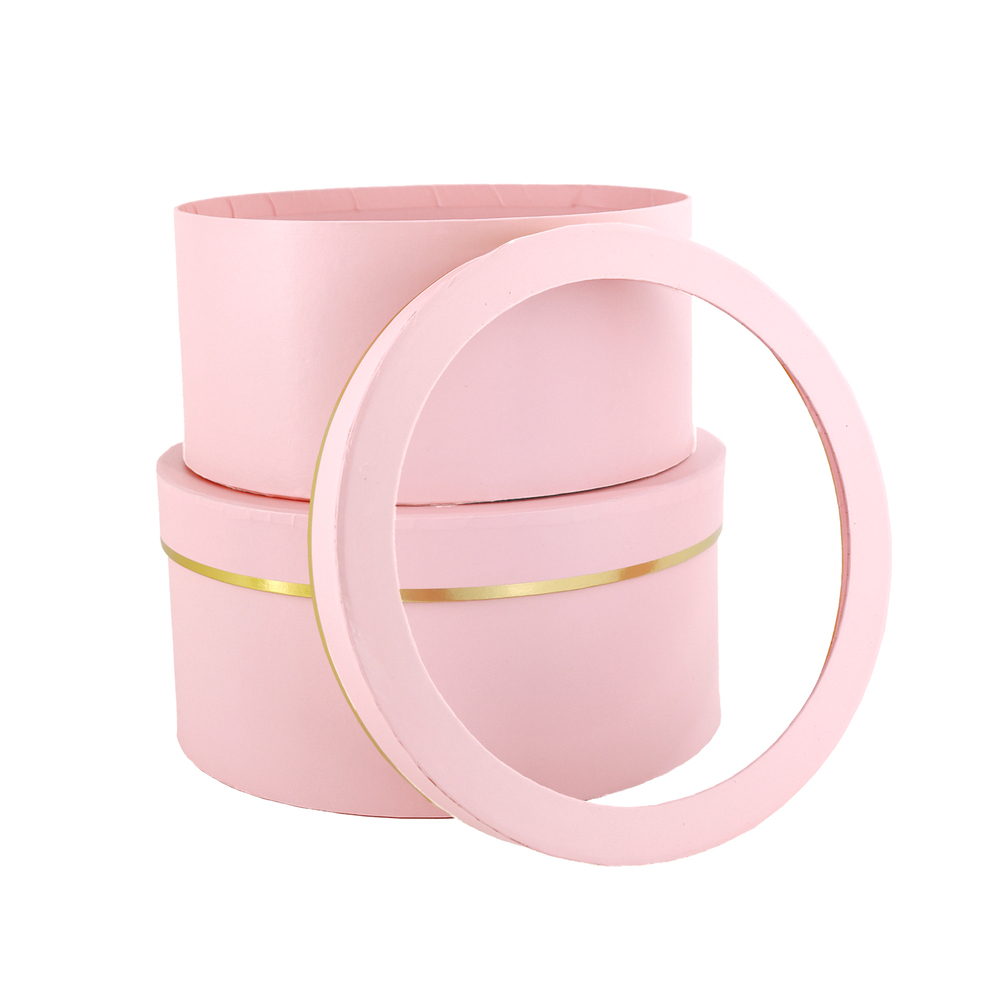 Коробка шляпная, D25хH12 см, D23хH11 см, набор (2 шт), с окном Розовый