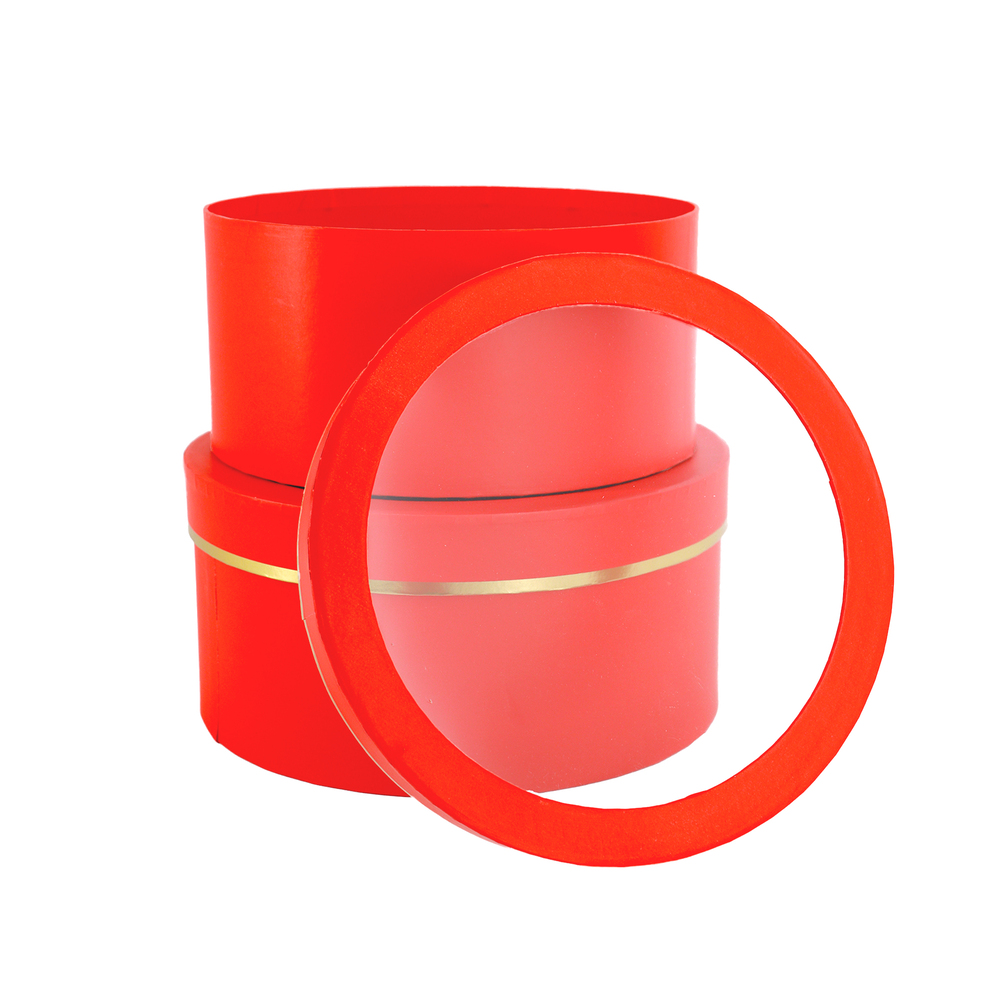 Коробка шляпная, D25хH12 см, D23хH11 см, набор (2 шт), с окном Красный