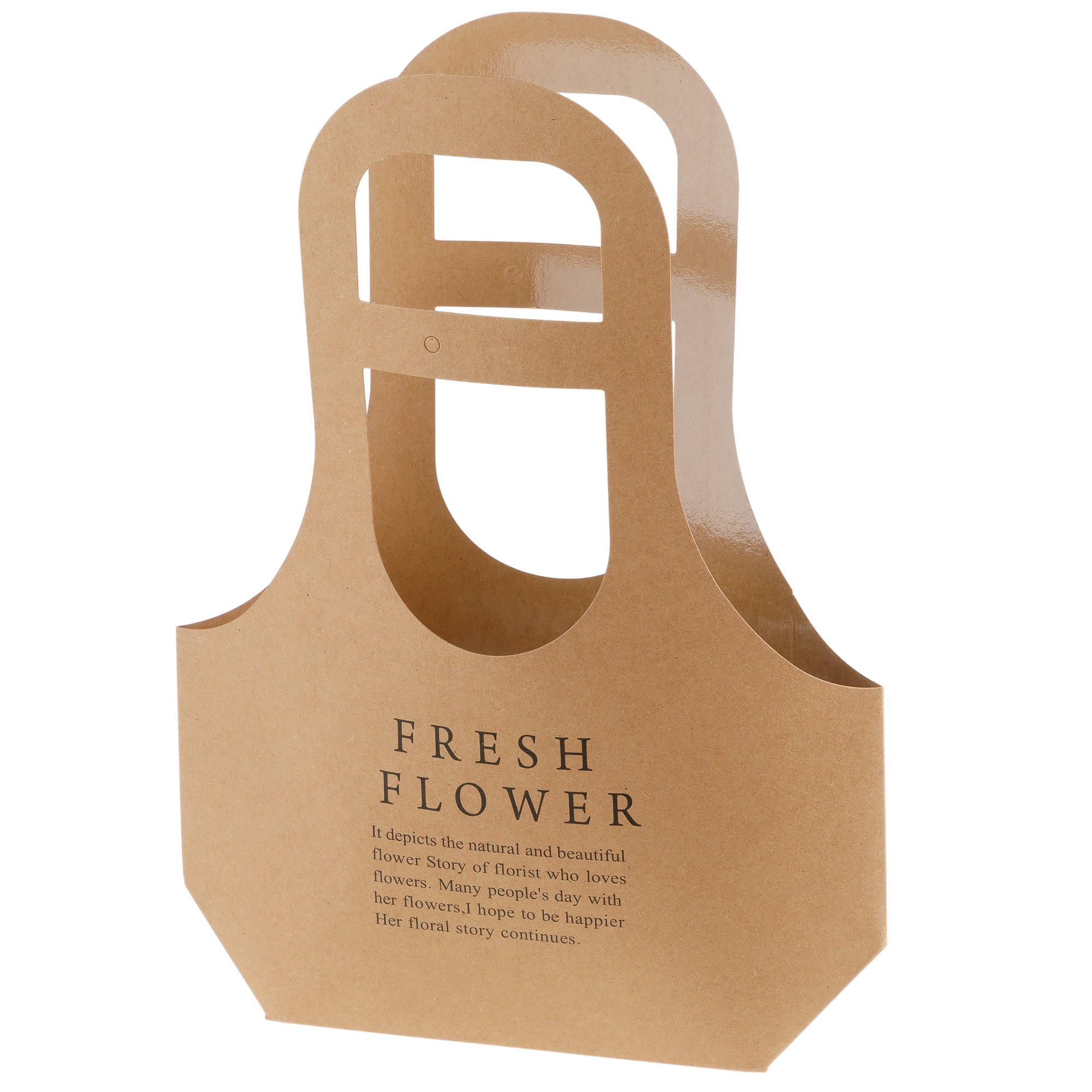 Сумка подарочная "Fresh Flowers" (картон), 25x9xH32 см, набор (10 шт) Коричневый